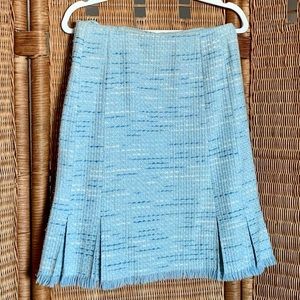 Kate Hill Blue Tweed Pleated Skirt
